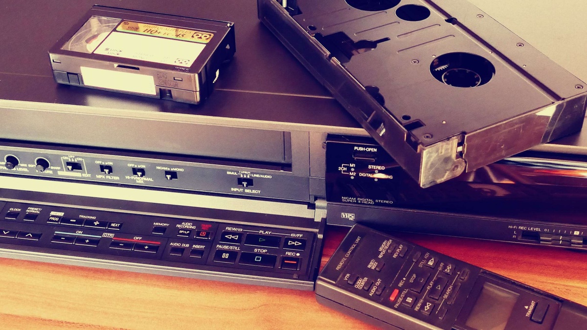 VCR, remote, and C-VHS tape