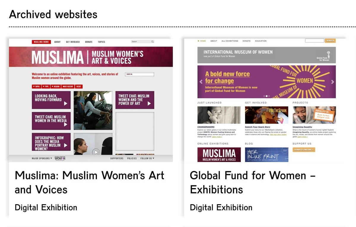 Archived websites from Global Fund for Women in the TFI Digital Archive