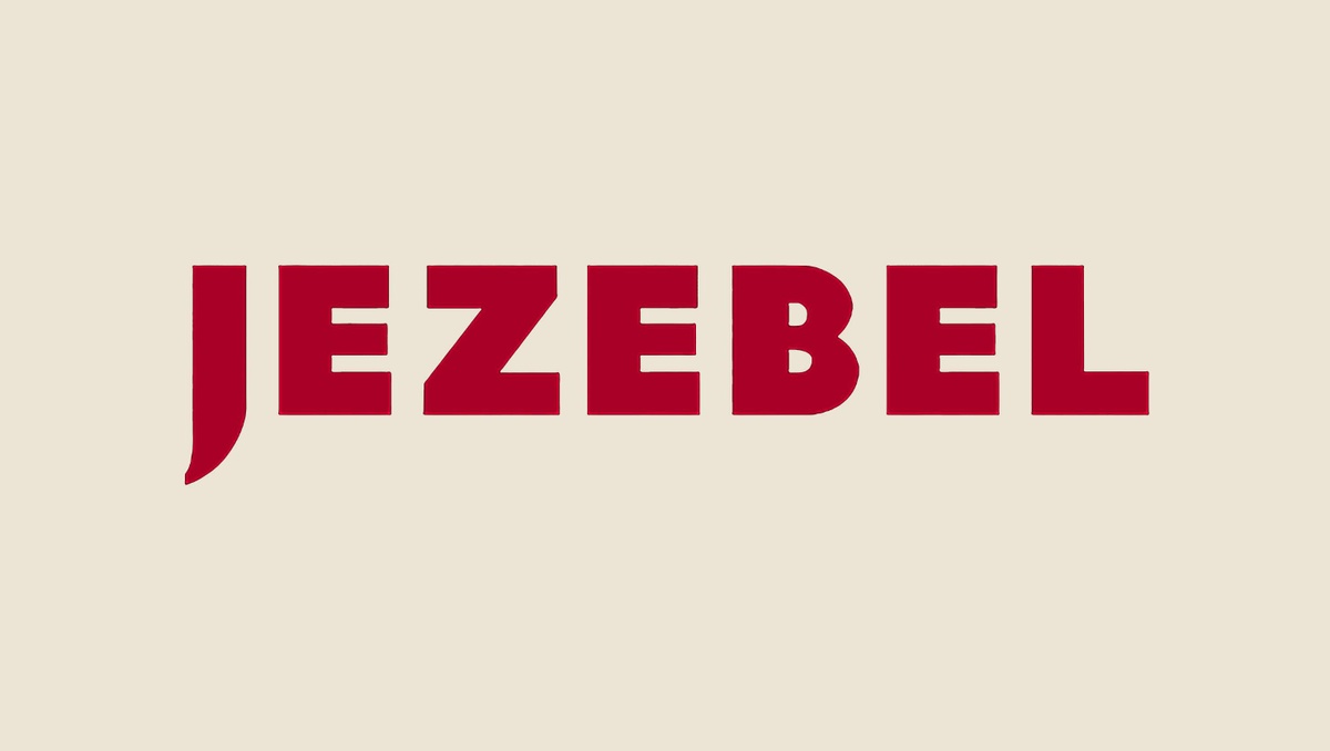 The logo for the blog Jezebel on a tan background